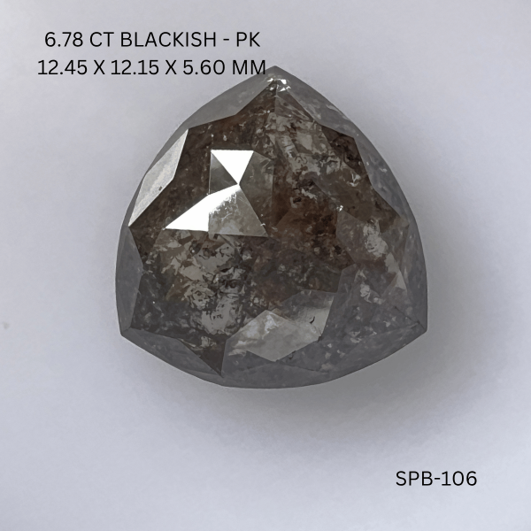 6.78CT Blackish Triangular Natural Salt and Pepper Diamond 12.45*12.15*5.6MM