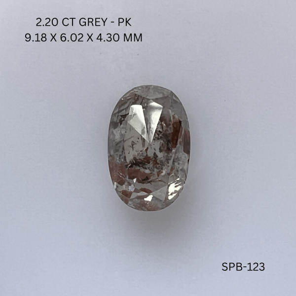 2.20CT Grey Oval Natural Salt and Pepper Diamond 9.18*6.02*4.3MM