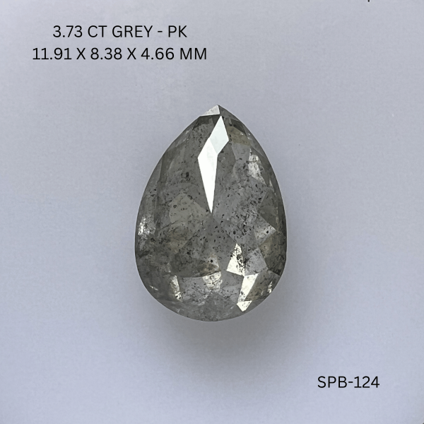 3.73CT Grey Pear Natural Salt and Pepper Diamond 11.91*8.38*4.66MM