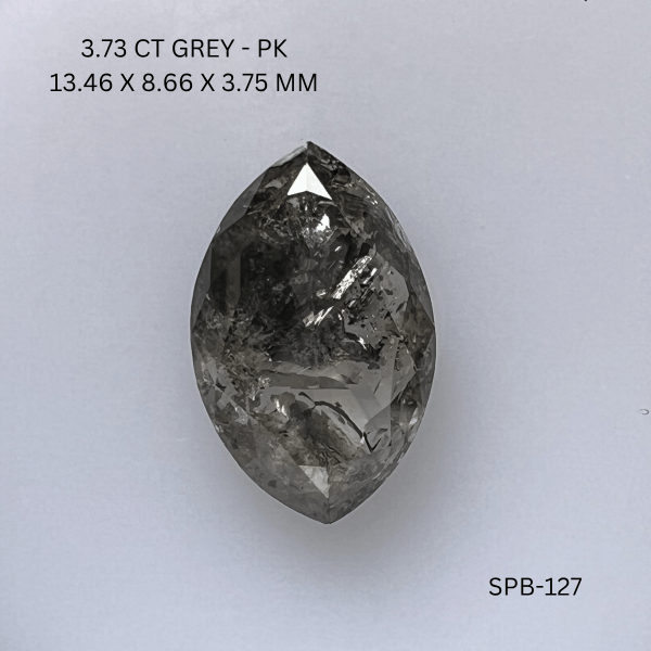 3.86CT Grey Marquise Natural Salt and Pepper Diamond 13.46*8.66*3.75MM