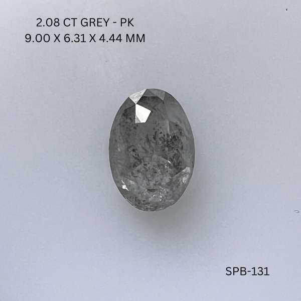 2.08CT Grey Oval Natural Salt and Pepper Diamond 9*6.31*4.44MM