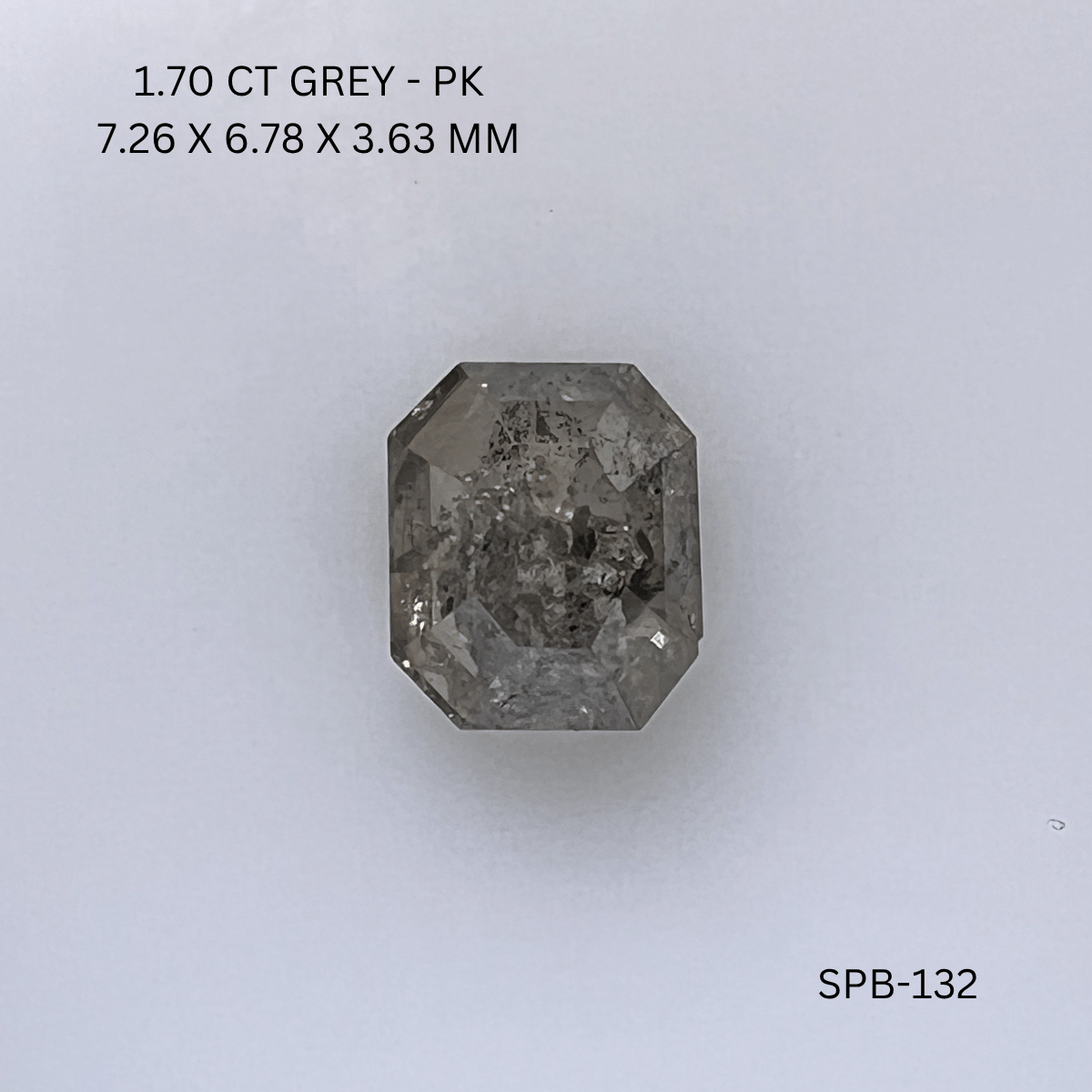 1.70CT Grey Emerald Natural Salt and Pepper Diamond 7.26*6.78*3.63MM