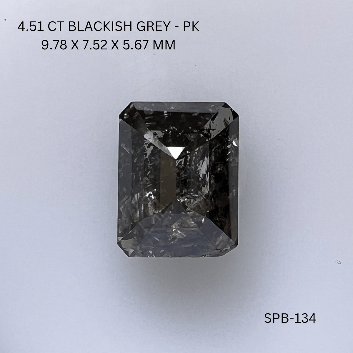 4.51CT Blackish Grey Emerald Natural Salt and Pepper Diamond 9.78*7.52*5.67MM
