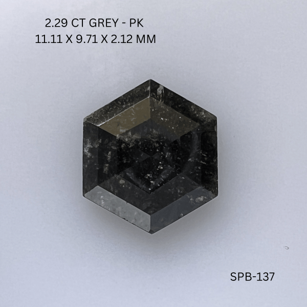 2.29CT Grey Hexagonal Natural Salt and Pepper Diamond 11.11*9.71*2.12MM