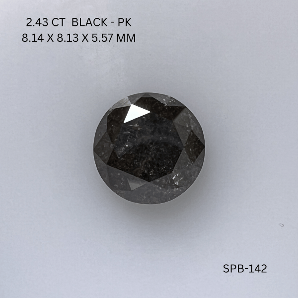 2.43CT Black Round Natural Salt and Pepper Diamond 8.14*8.13*5.57MM