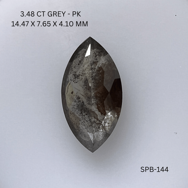 3.48CT Grey Marquise Natural Salt & Pepper Diamond 14.47*7.65*4.1MM