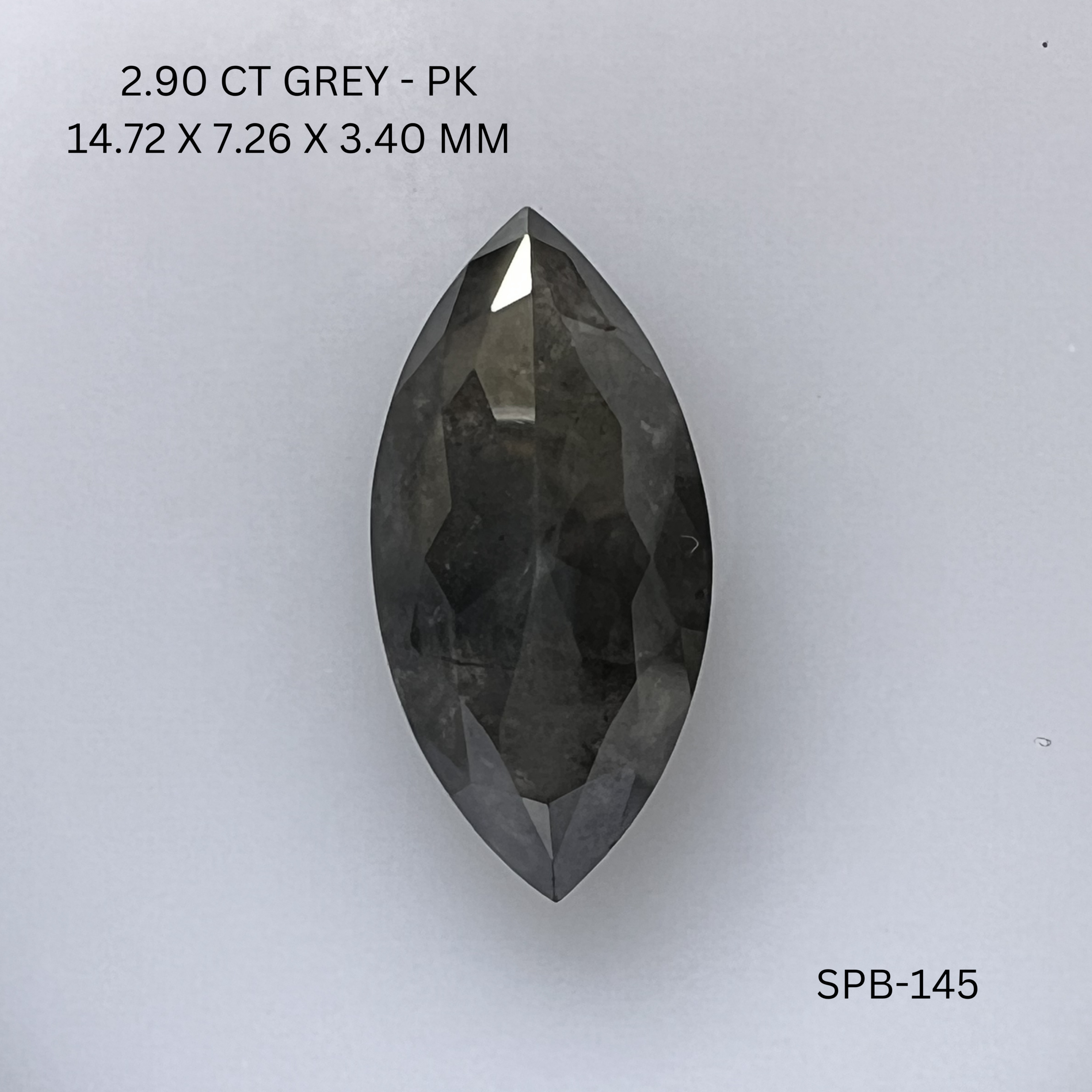 2.90CT Grey Marquise Natural Salt And Pepper Diamond 14.72*7.26*3.4MM