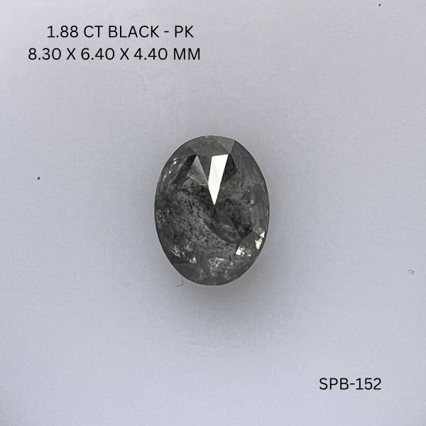 1.88CT Black Oval Natural Salt and Pepper Diamond 8.3*6.4*4.4MM
