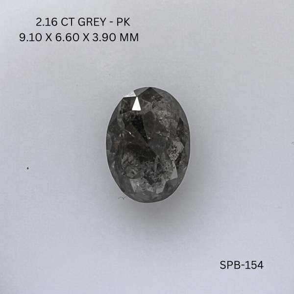 2.16CT Grey Oval Natural Salt and Pepper Diamond 9.1*6.6*3.9MM