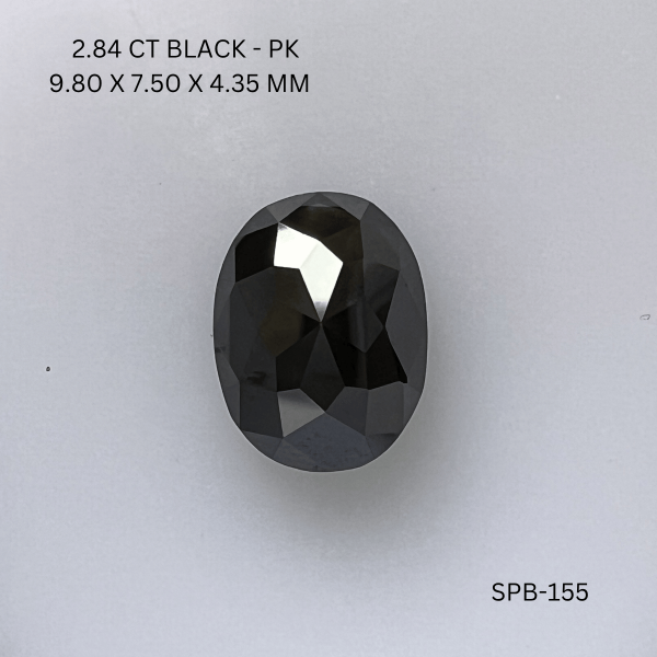 2.84CT Black Oval Natural Salt and Pepper Diamond 9.8*7.5*4.35MM