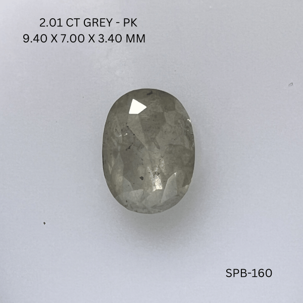 2.01CT Grey Oval Natural Salt and Pepper Diamond 9.4*7*3.4MM