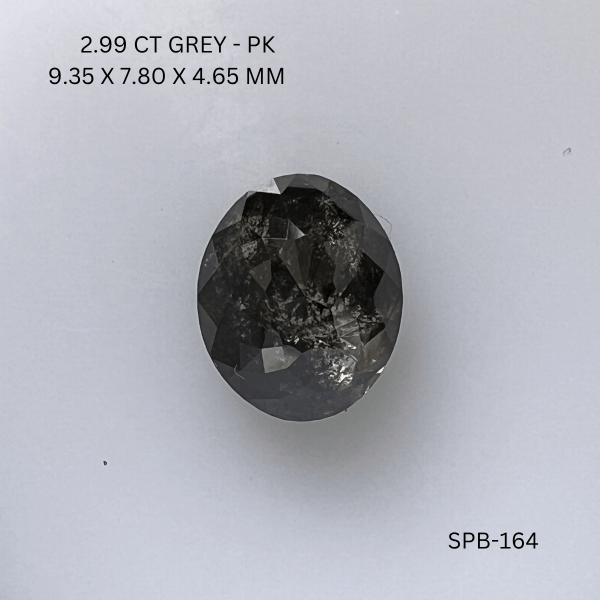 2.99CT Grey Oval Natural Salt and Pepper Diamond 9.35*7.8*4.65MM