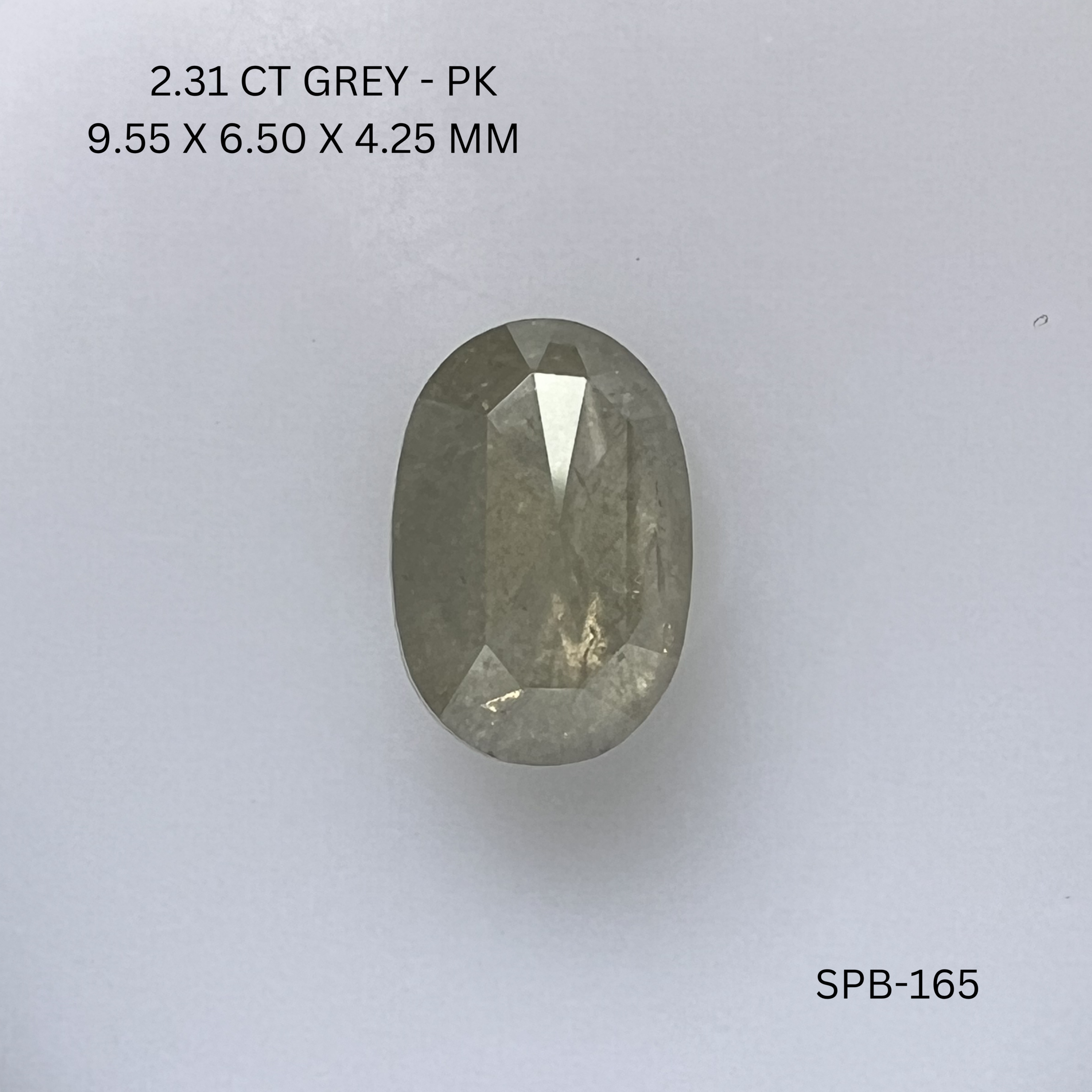 2.31CT Grey Oval Natural Salt and Pepper Diamond 9.55*6.5*4.25MM