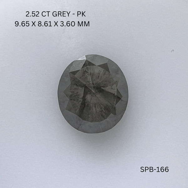 1.66CT Grey Oval Natural Salt and Pepper Diamond 9.65*8.61*3.6MM