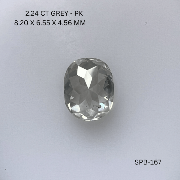 2.24CT Grey Oval Natural Salt & Pepper Diamond 8.2*6.55*4.56MM