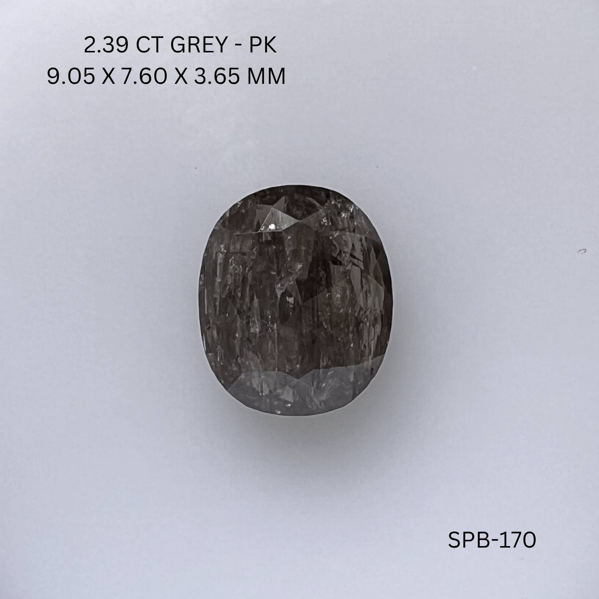 2.39CT Grey Oval Natural Salt and Pepper Diamond 9.05*7.6*3.65MM