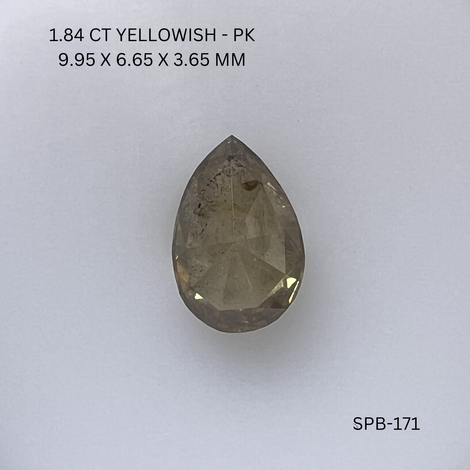 1.84CT Yellowish Pear Natural Salt and Pepper Diamond 9.95*6.65*3.65MM
