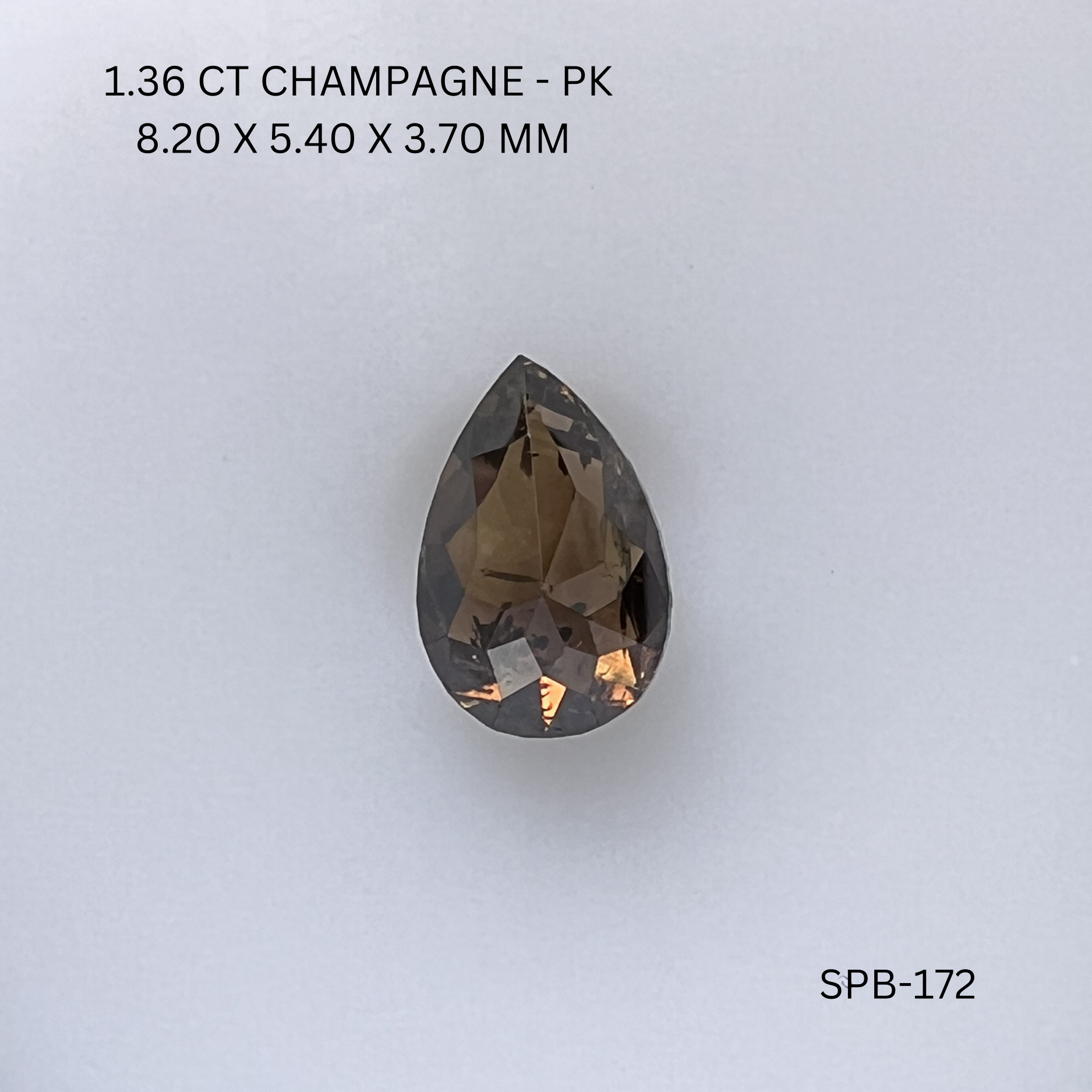 1.36CT Champagne Pear Natural Salt and Pepper Diamond 8.2*5.4*3.7MM