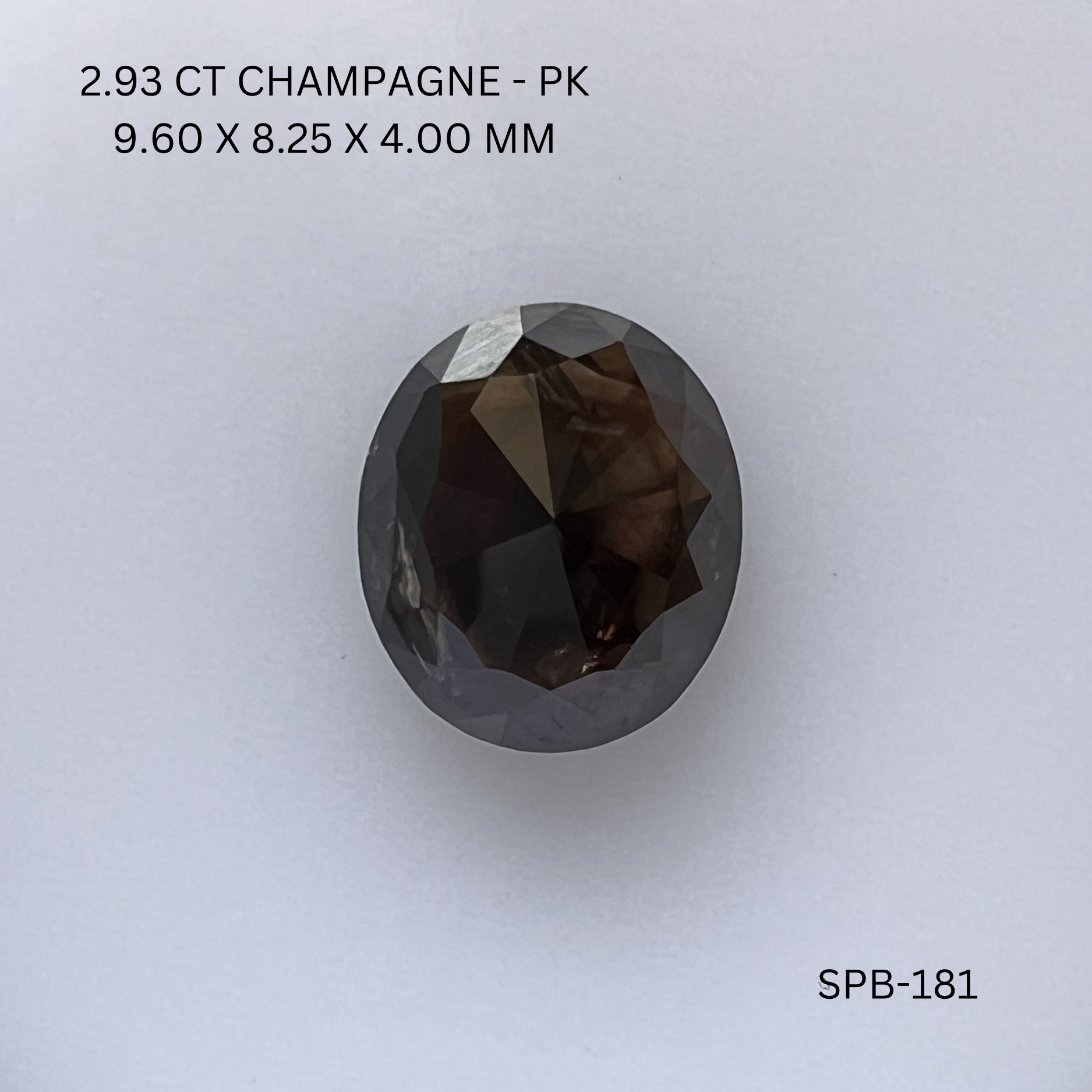 2.93CT Champagne Oval Natural Salt and Pepper Diamond 9.6*8.25*4MM