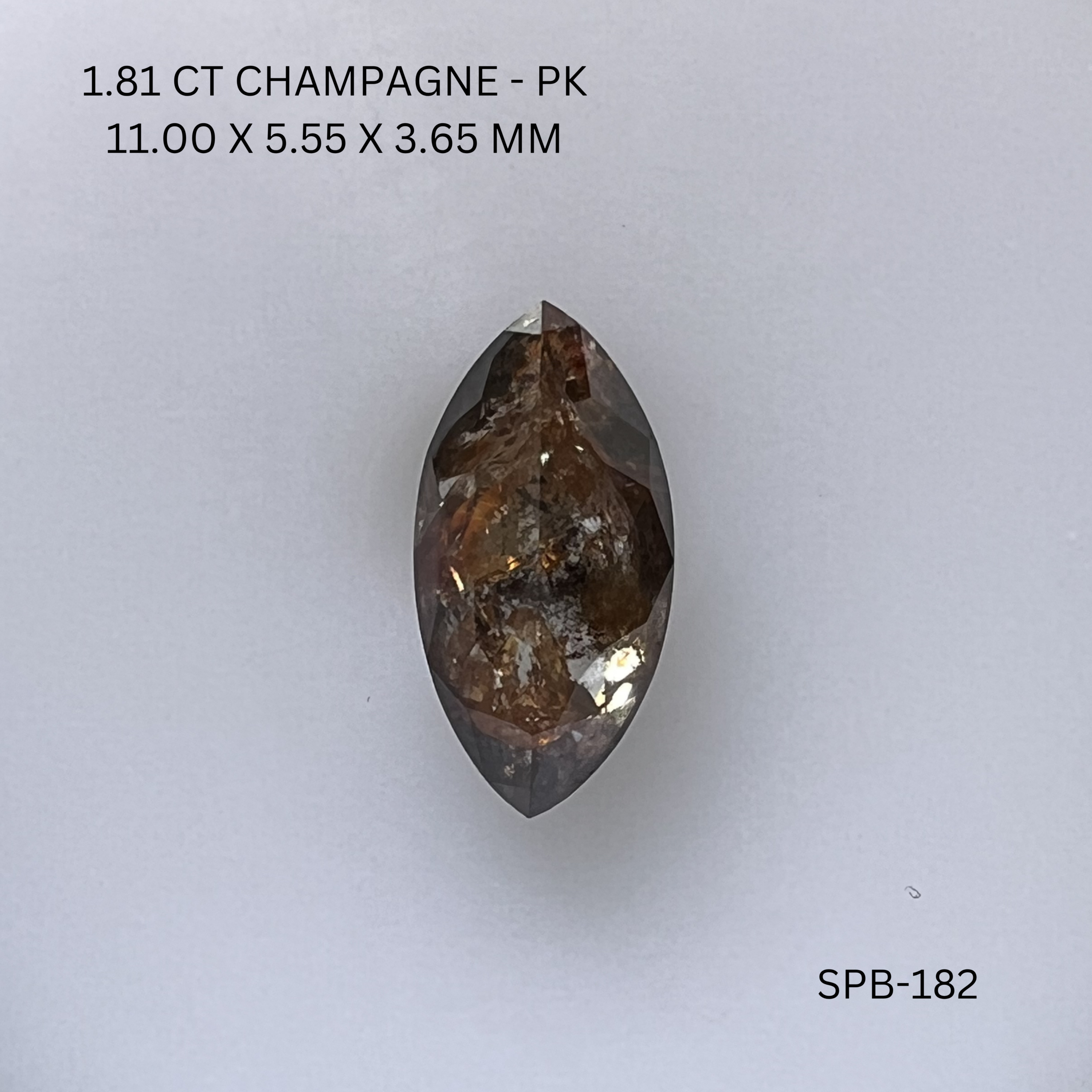 1.81CT Champagne Marquise Natural Salt And Pepper Diamond 11*5.55*3.65MM