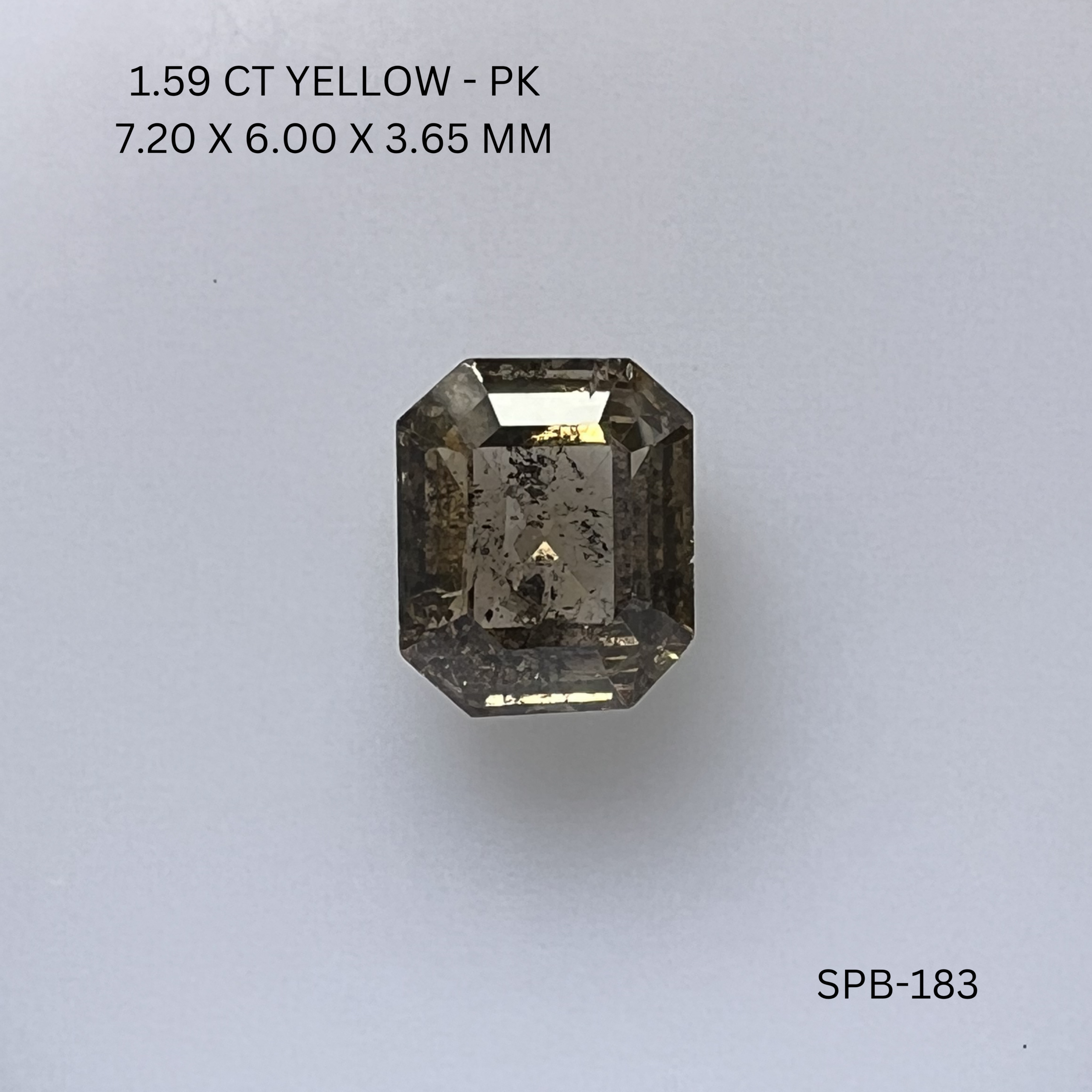 1.59CT Yellow Emerald Natural Salt and Pepper Diamond 7.2*6*3.65MM