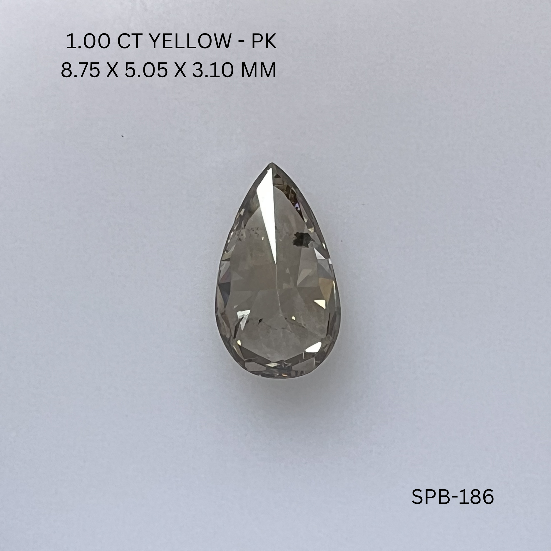 1.00CT Yellow Pear Natural Salt and Pepper Diamond 8.75*5.05*3.1MM