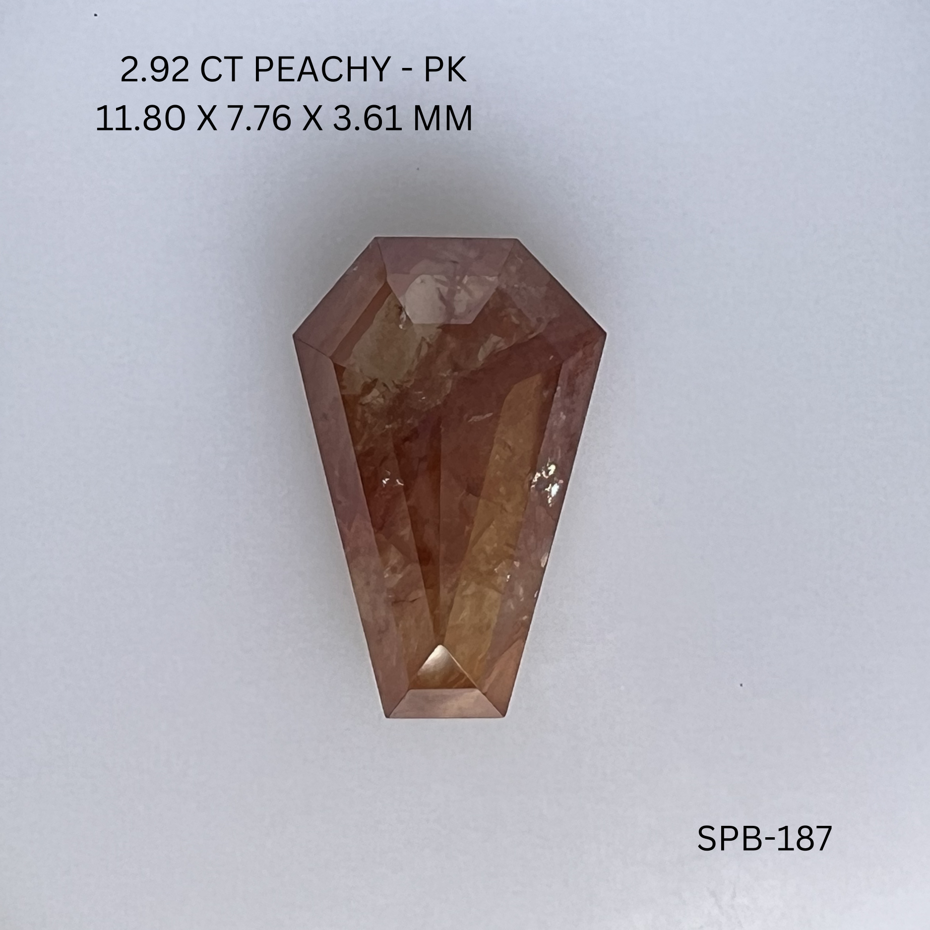 2.92CT Peachy Coffin Natural Salt and Pepper Diamond 11.8*7.76*3.61MM