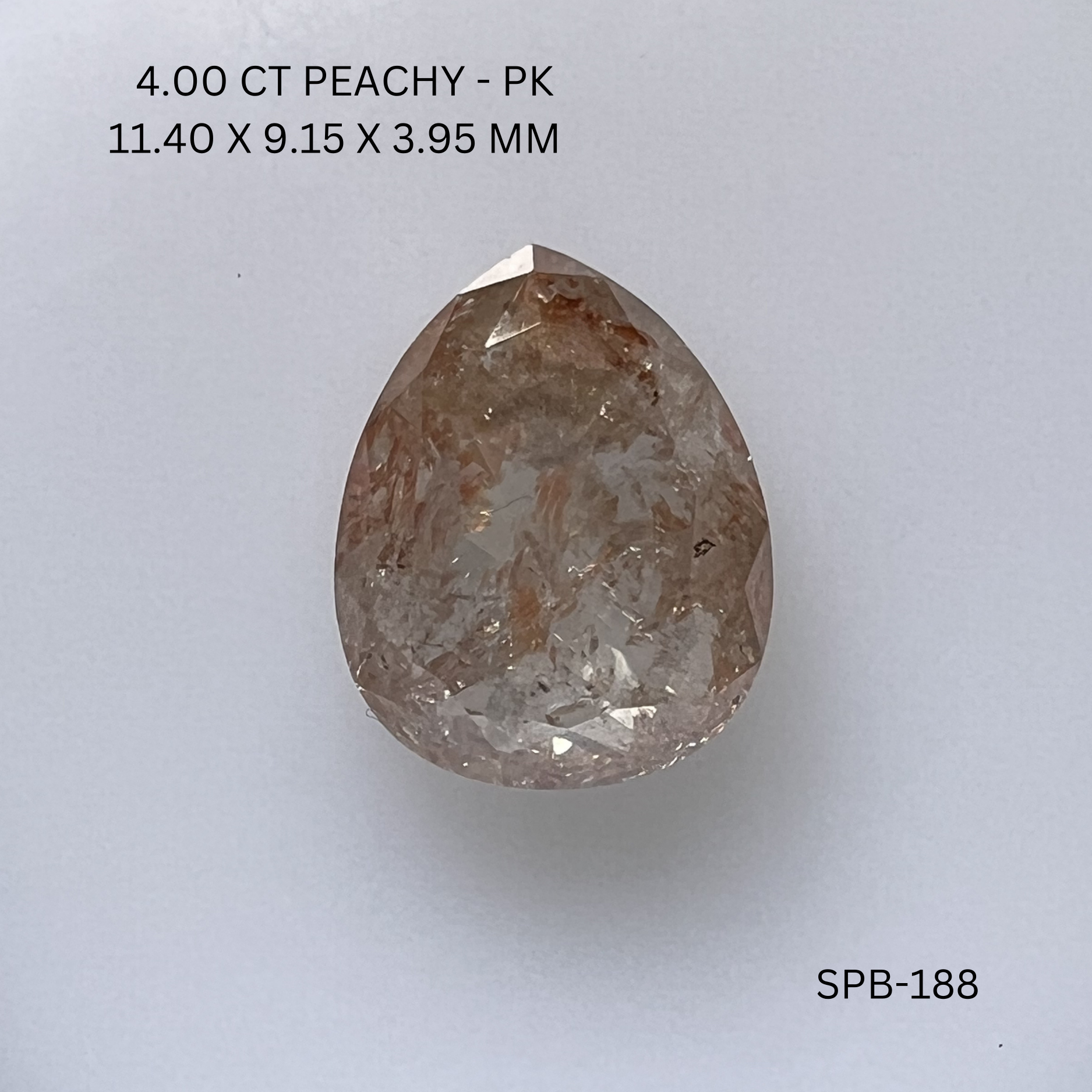 4.00CT Peachy Pear Natural Salt and Pepper Diamond 11.4*9.15*3.95MM