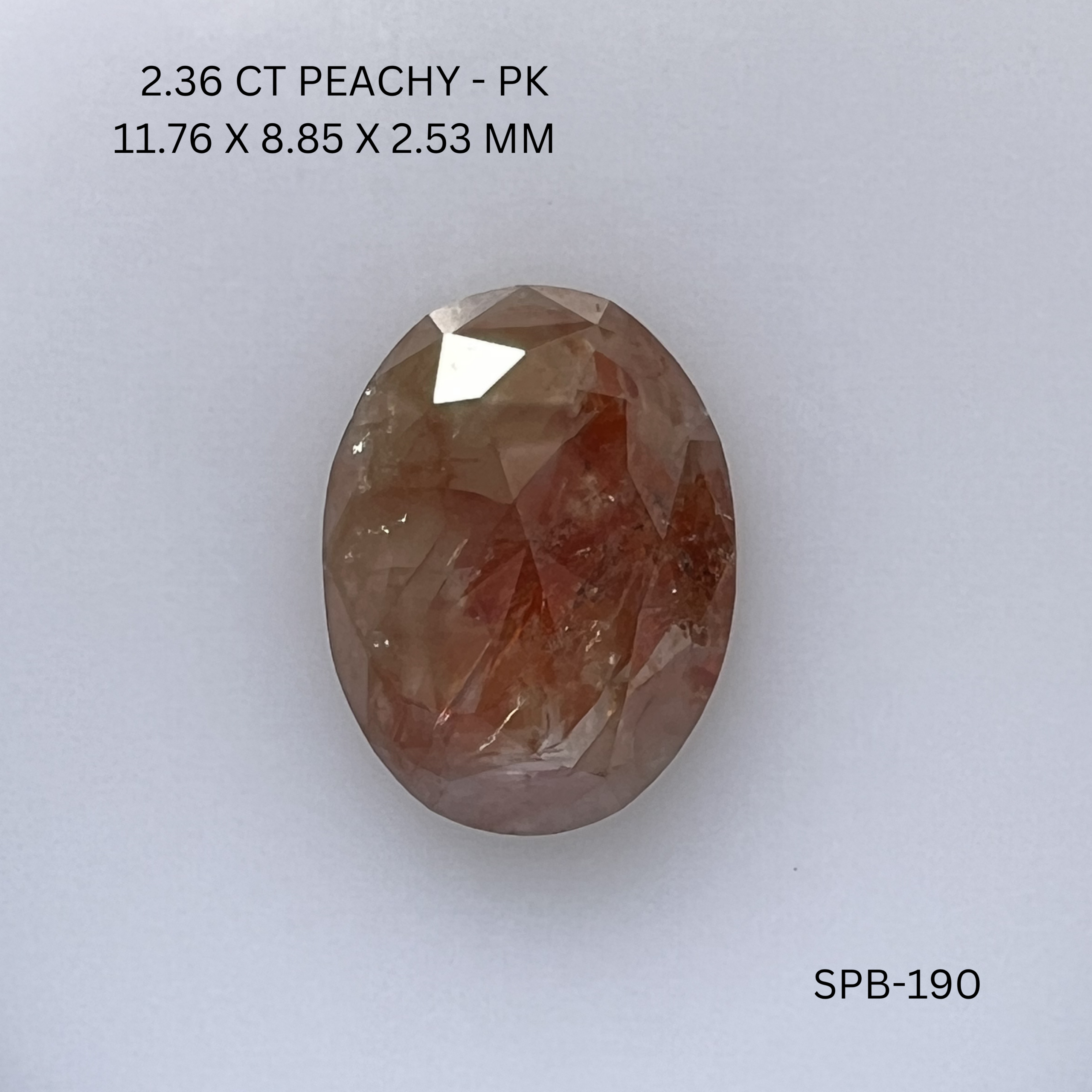 2.36CT Peachy Oval Natural Salt and Pepper Diamond 11.76*8.85*2.53MM