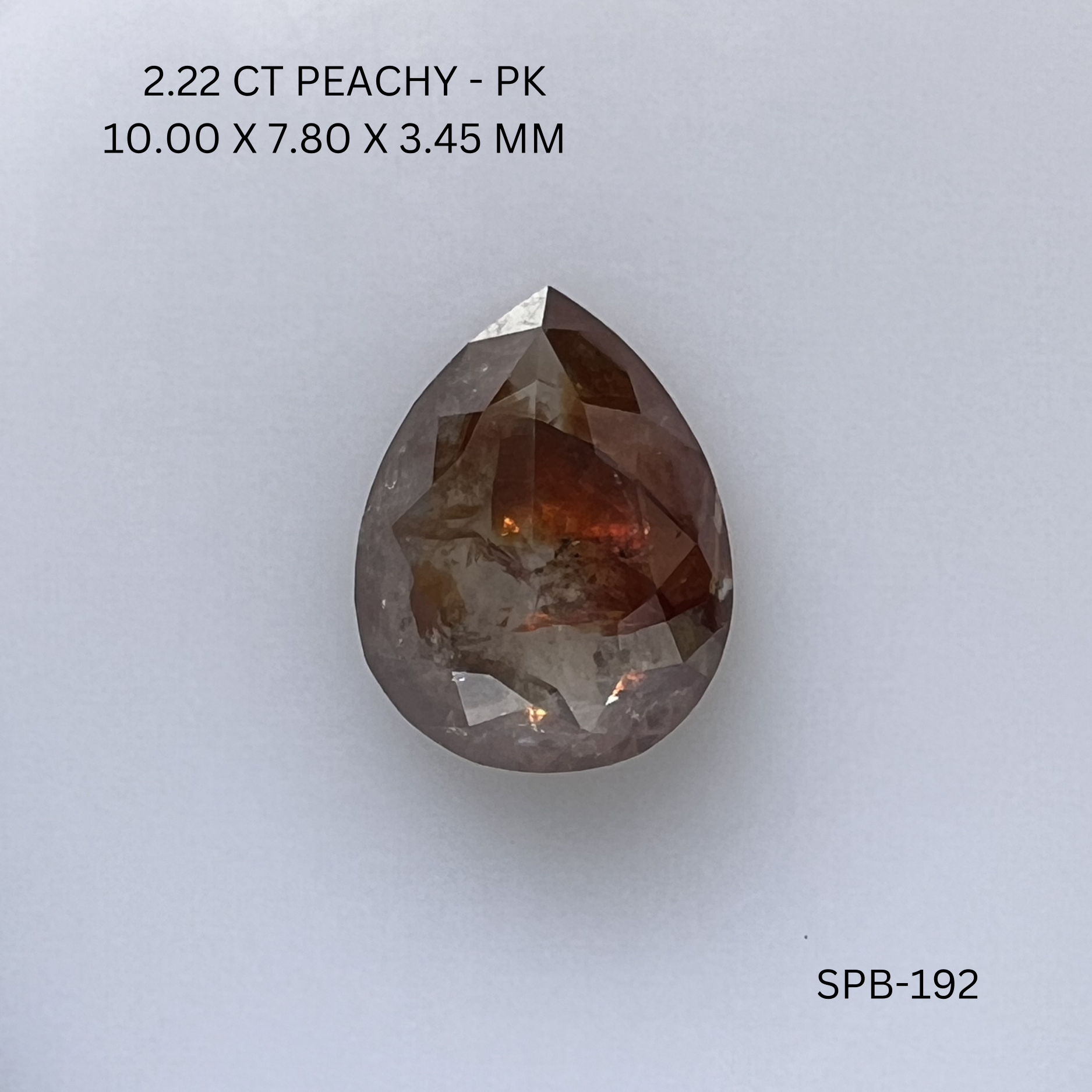2.22CT Peachy Pear Natural Salt and Pepper Diamond 10*7.8*3.45MM