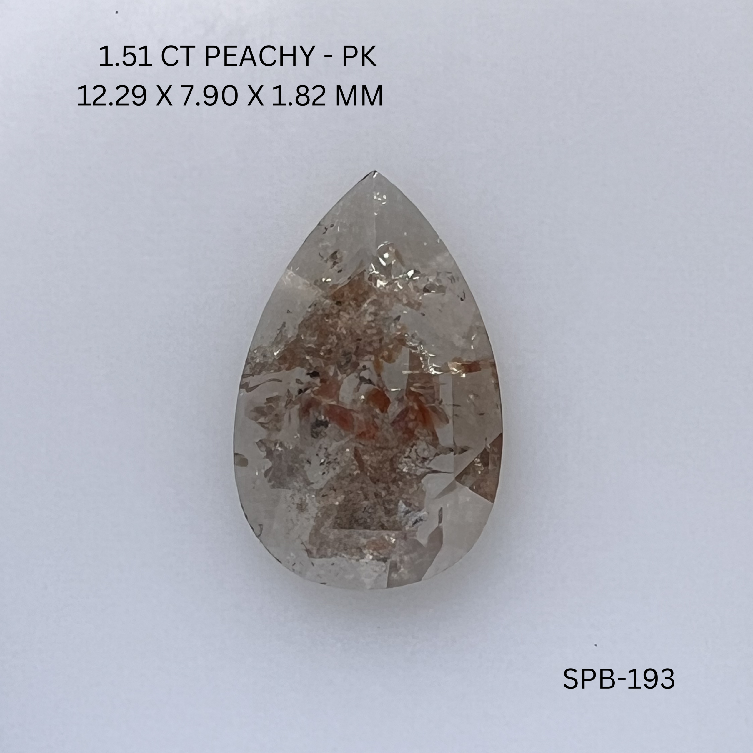 1.51CT Peachy Pear Natural Salt and Pepper Diamond 12.29*7.9*1.82MM