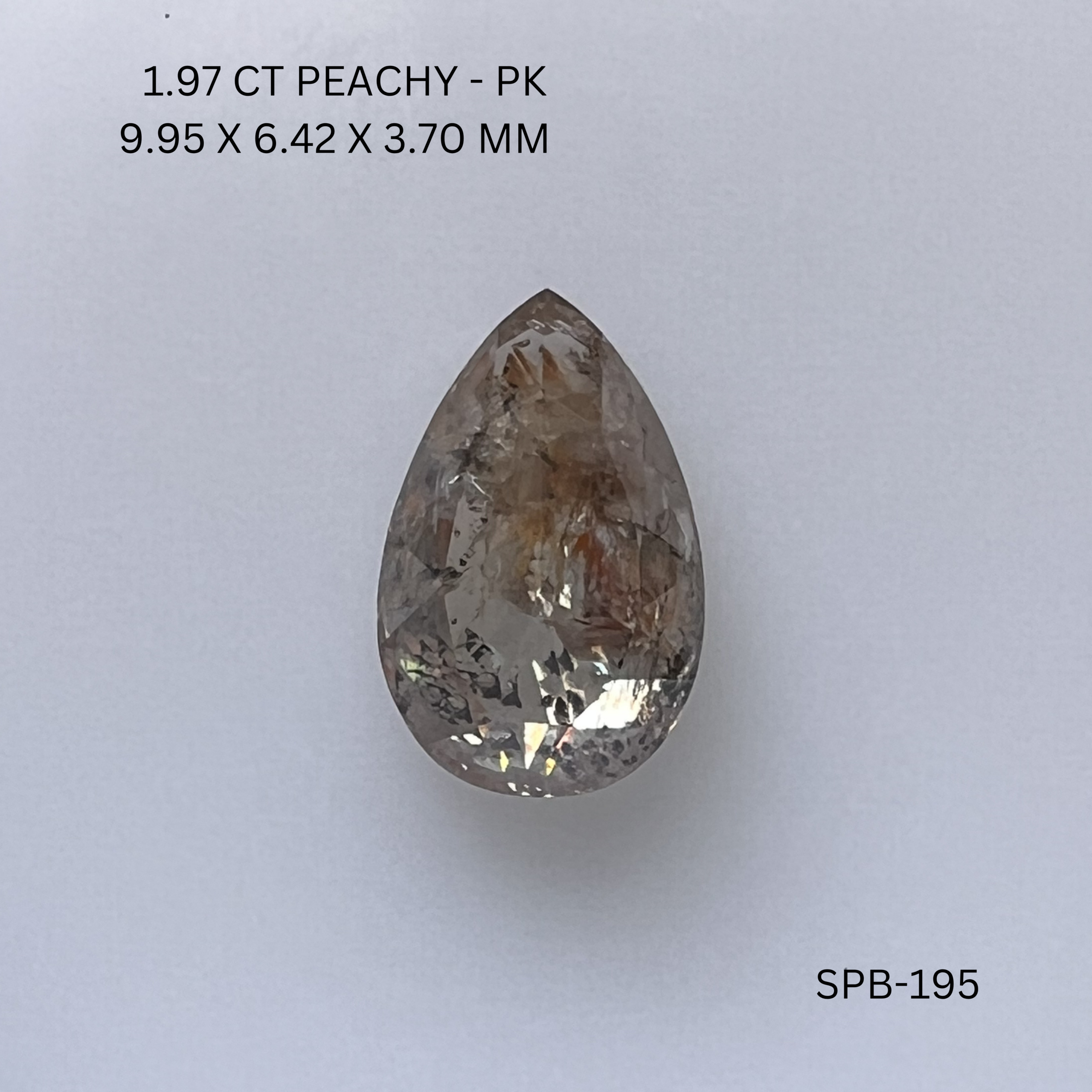 1.97CT Peachy Pear Natural Salt and Pepper Diamond 9.95*6.42*3.7MM