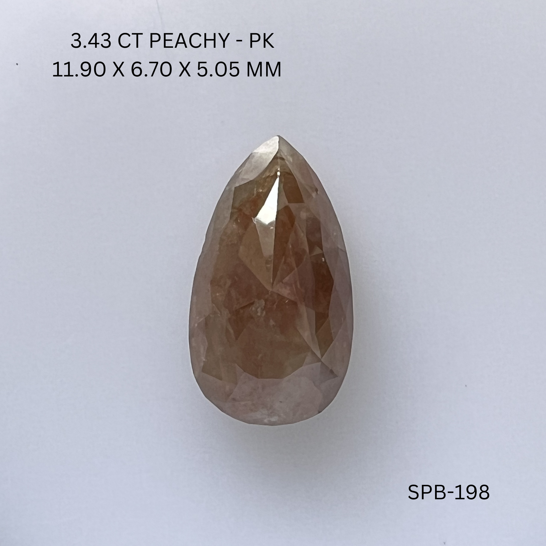 3.43CT Peachy Pear Natural Salt and Pepper Diamond 11.9*6.7*5.05MM