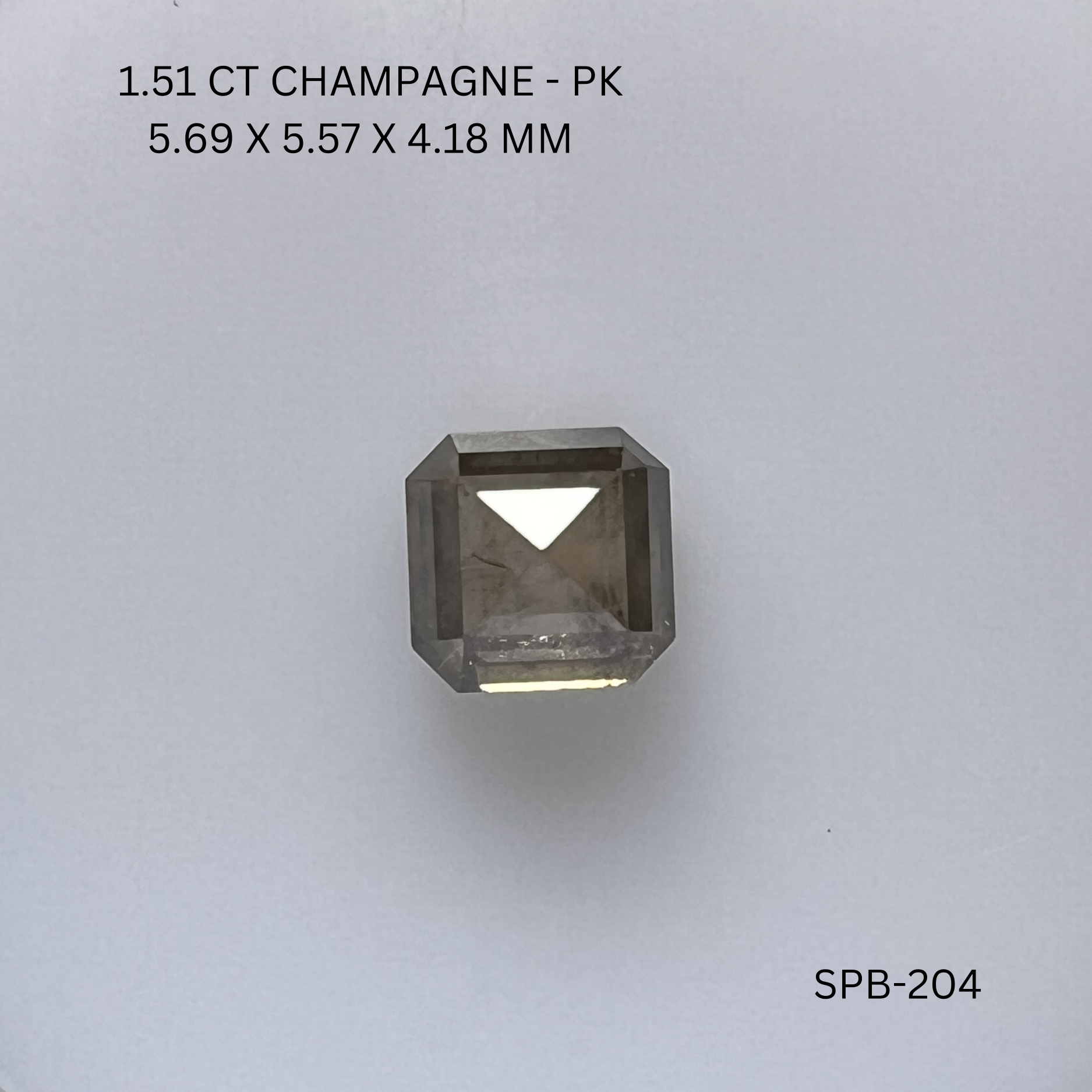 1.51CT Champagne Asscher Salt & Pepper Diamond 5.69*5.57*4.18MM