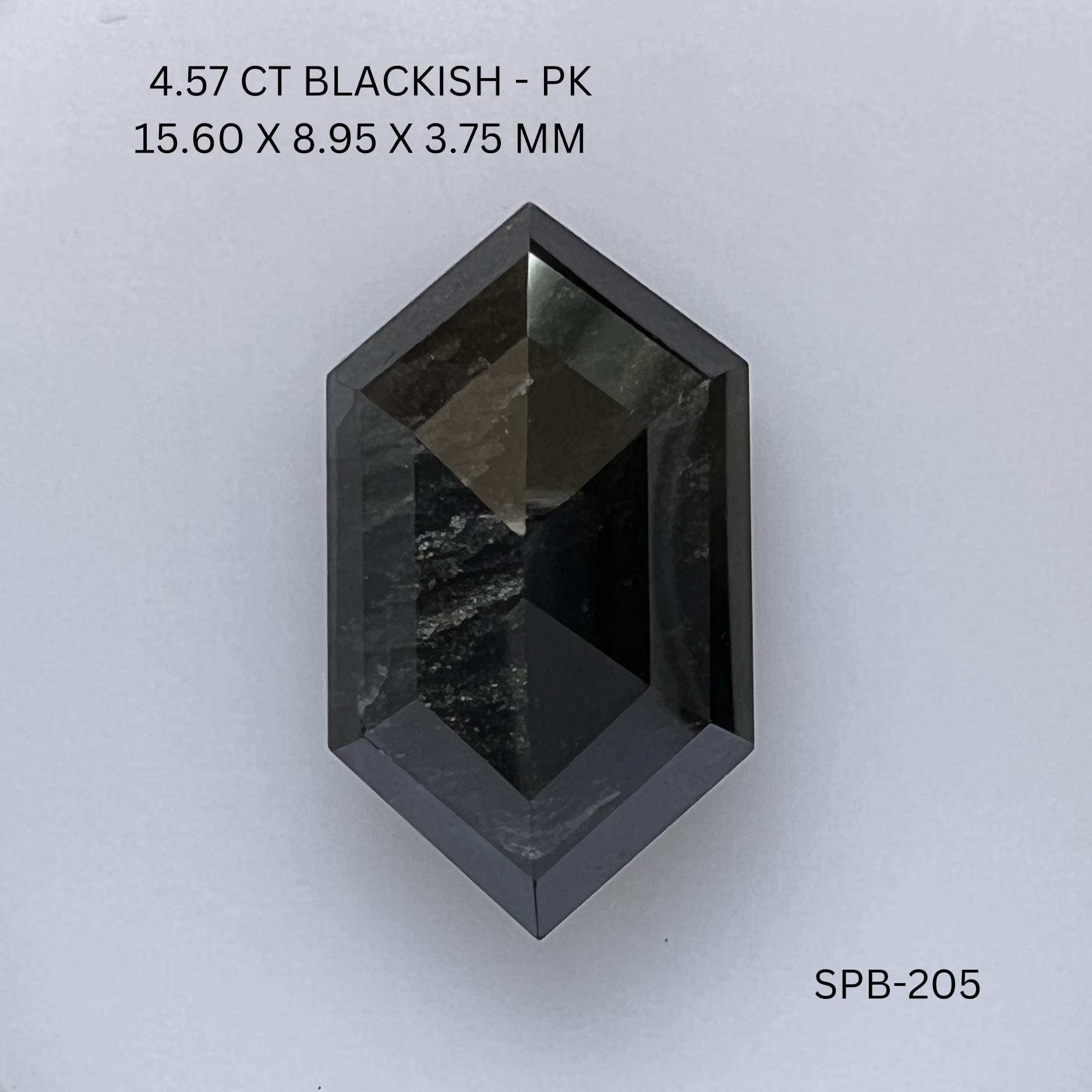 4.57CT Blackish Hexagonal Natural Salt & Pepper Diamond 15.6*8.95*3.75MM