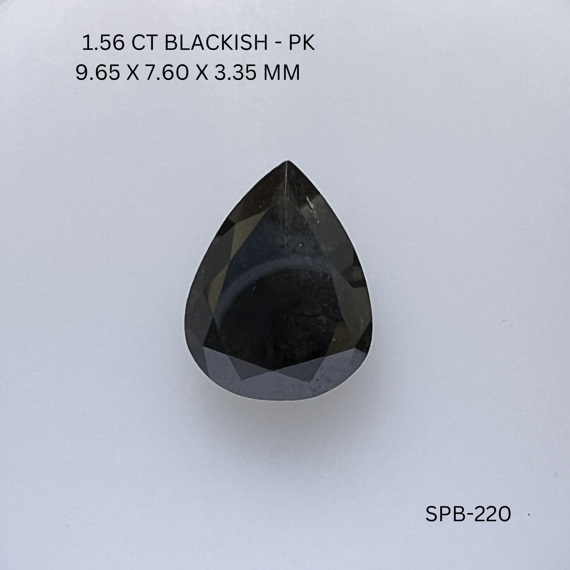 1.56CT Blackish Pear Natural Salt and Pepper Diamond 9.65*7.6*3.35MM