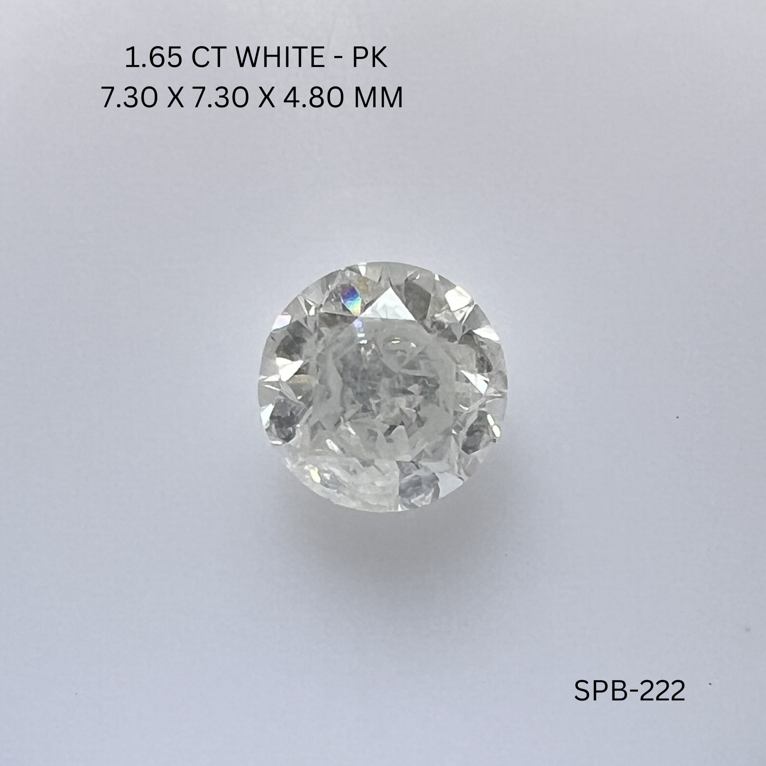 1.65CT White Round Natural Salt and Pepper Diamond 7.3*7.3*4.8MM
