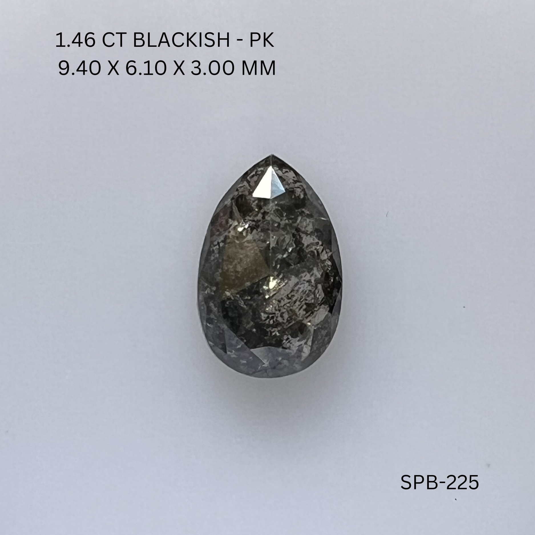 1.46CT Blackish Pear Natural Salt and Pepper Diamond 9.4*6.1*3MM