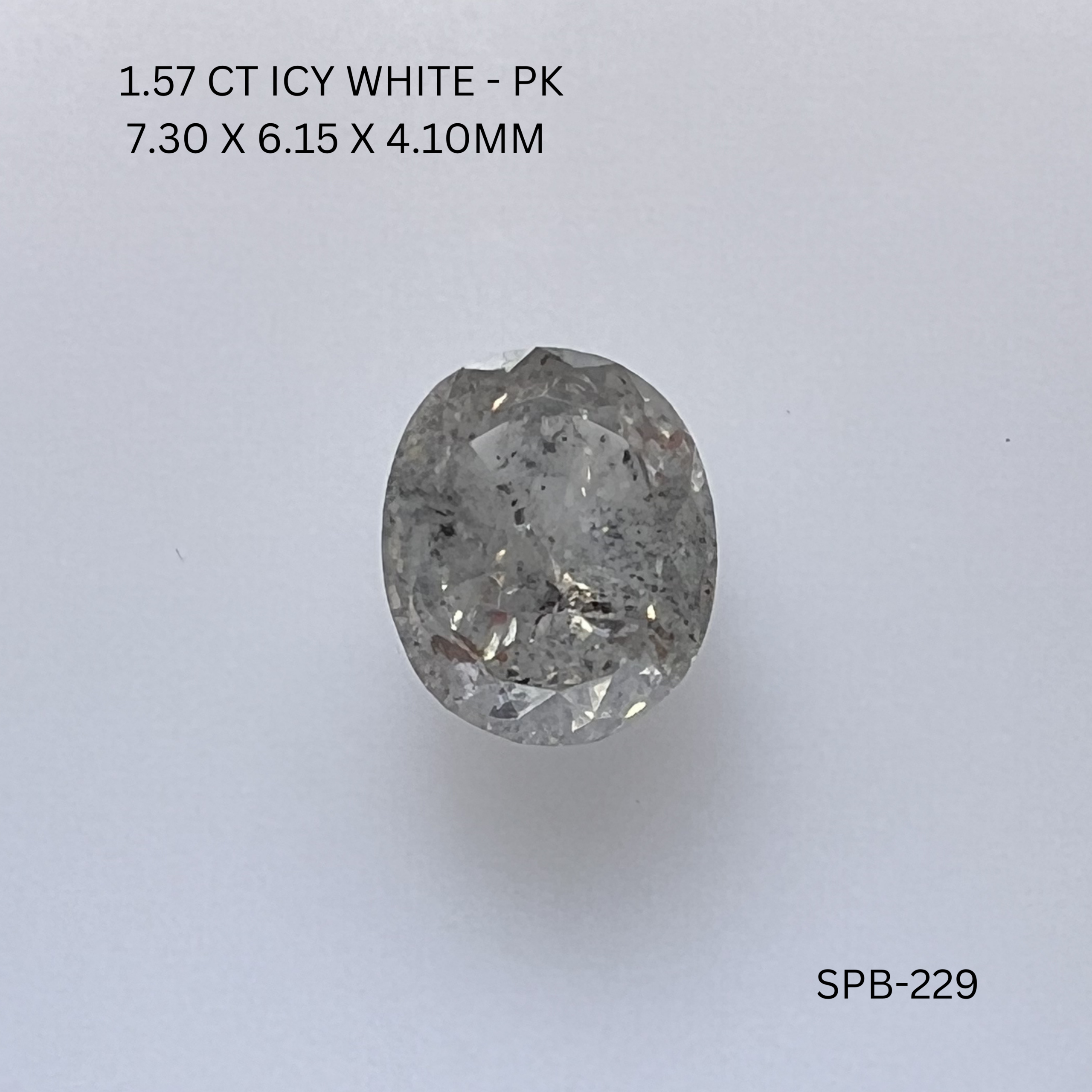 1.57CT Icy White Oval Natural Salt and Pepper Diamond 7.3*6.15*4.1MM