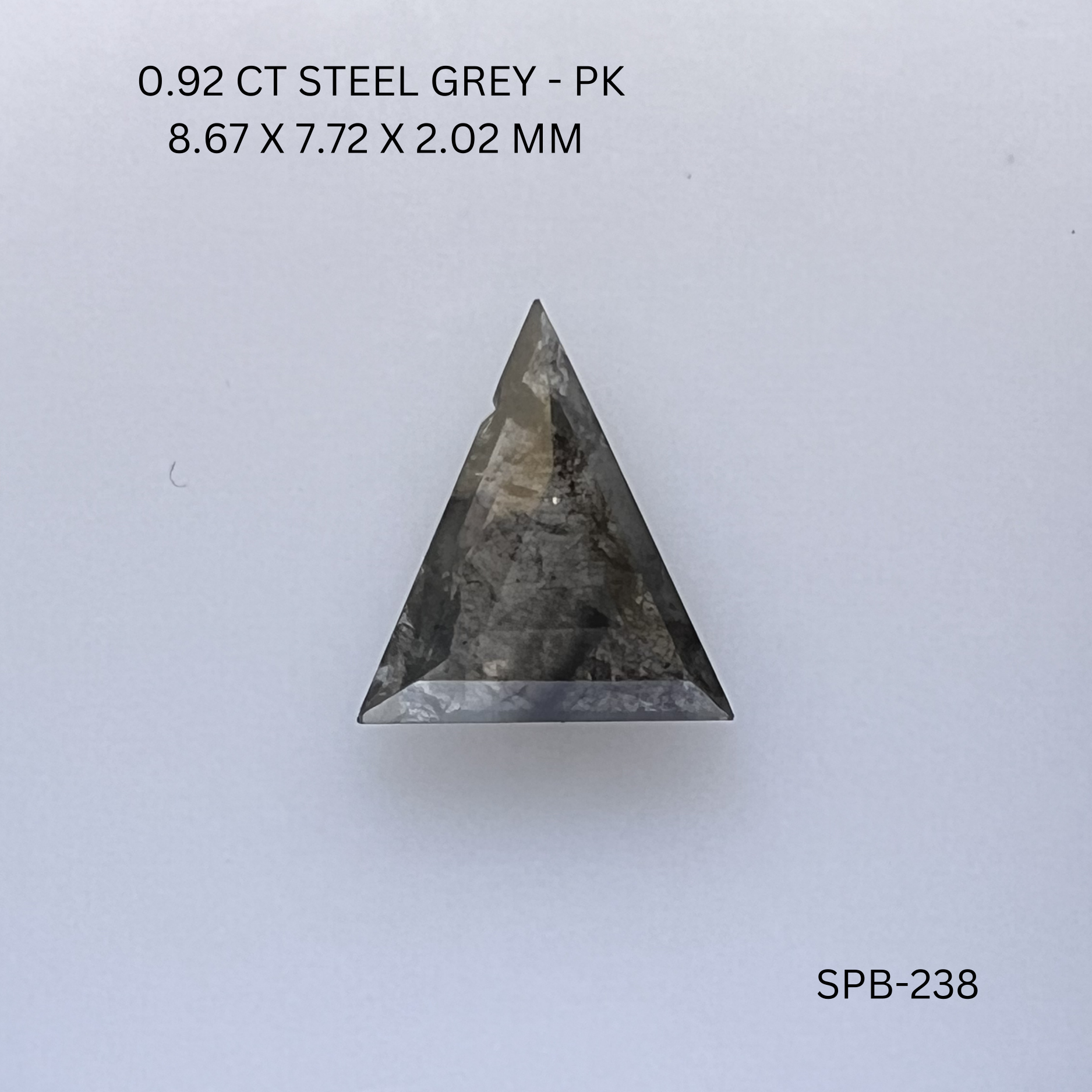 0.92CT Steel Grey Triangular Natural Salt and Pepper Diamond 8.67*7.72*2.02MM