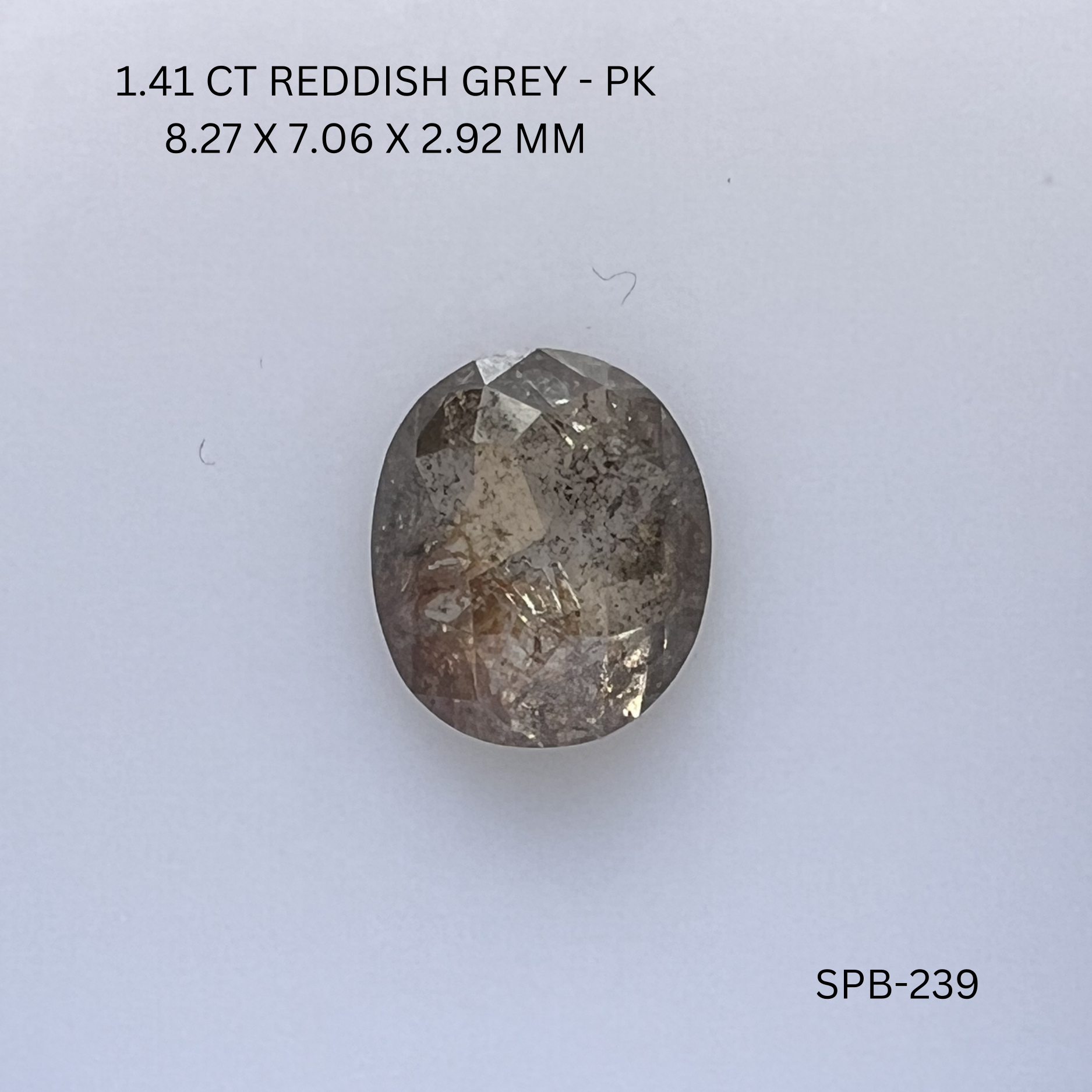 1.41CT Reddish Grey Oval Natural Salt and Pepper Diamond 8.27*7.06*2.92MM
