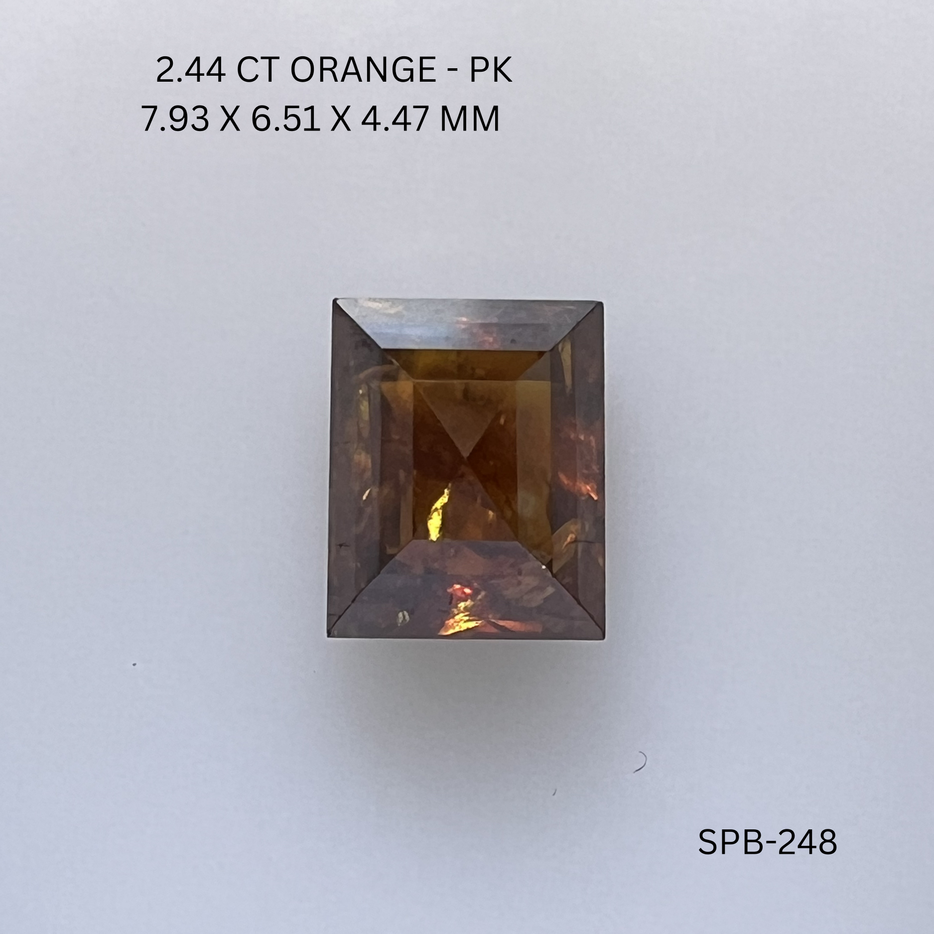 2.44CT Orange Baguette Natural Salt and Pepper Diamond 7.93*6.51*4.47MM