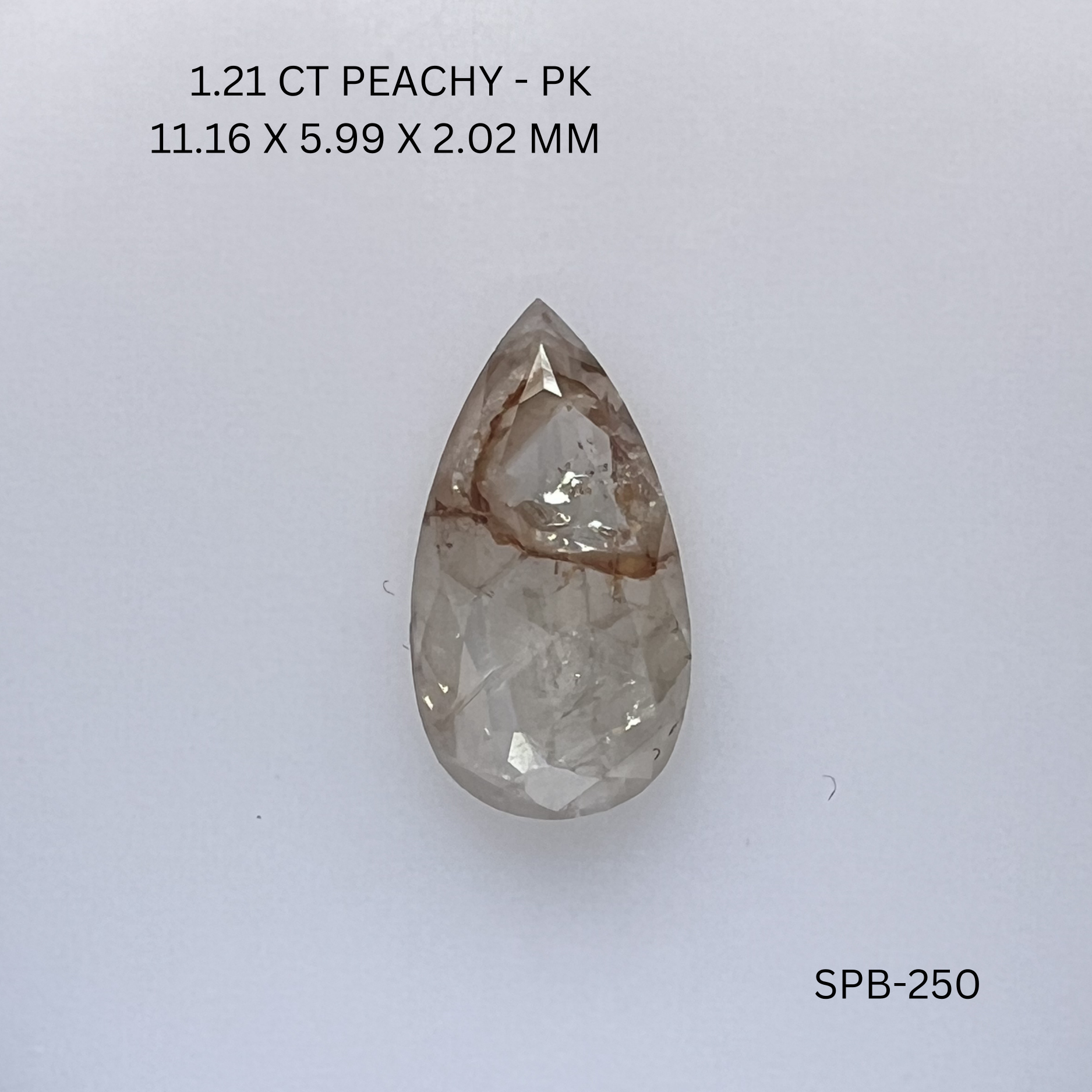 1.21CT Peachy Pear Natural Salt and Pepper Diamond 11.16*5.99*2.02MM