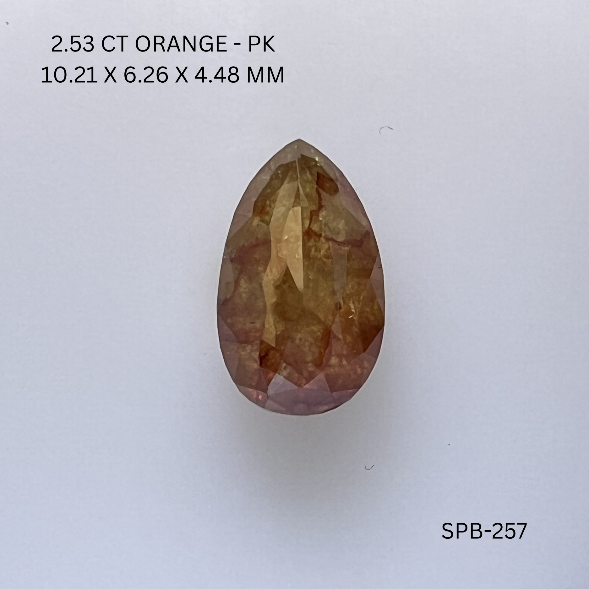 2.53CT Orange Pear Natural Salt and Pepper Diamond 10.21*6.26*4.48MM