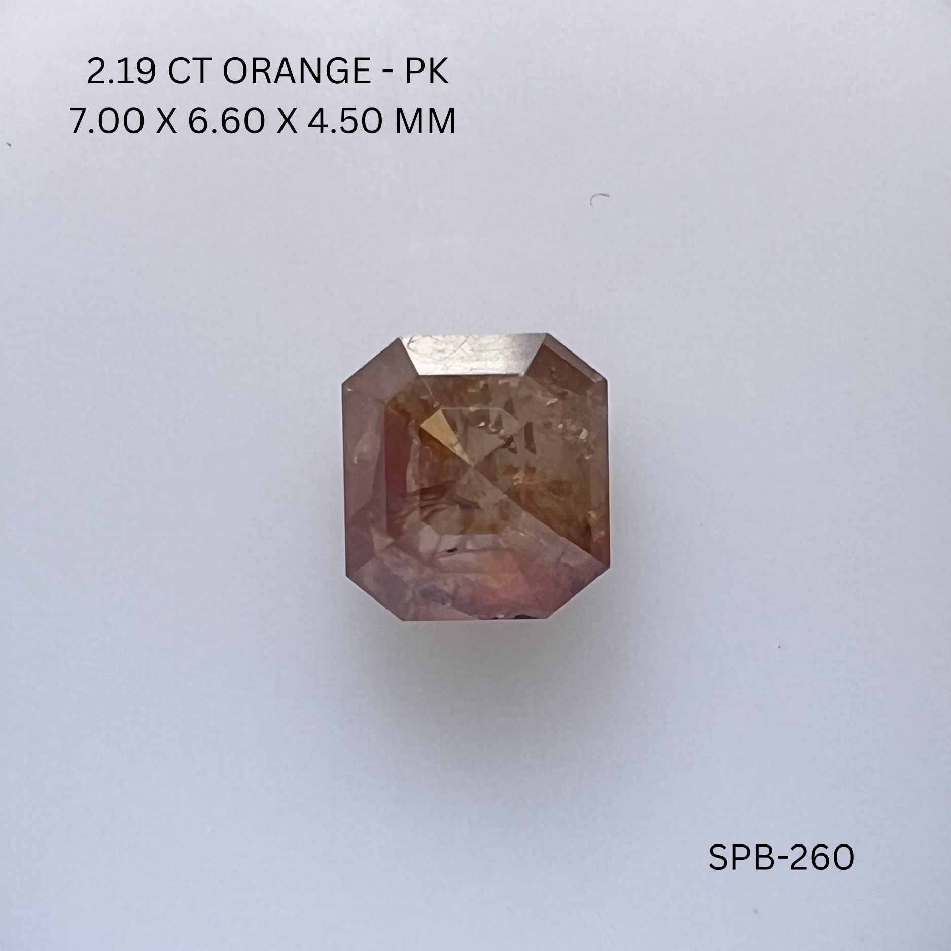 2.19CT Orange Asscher Natural Salt and Pepper Diamond 7*6.6*4.5MM