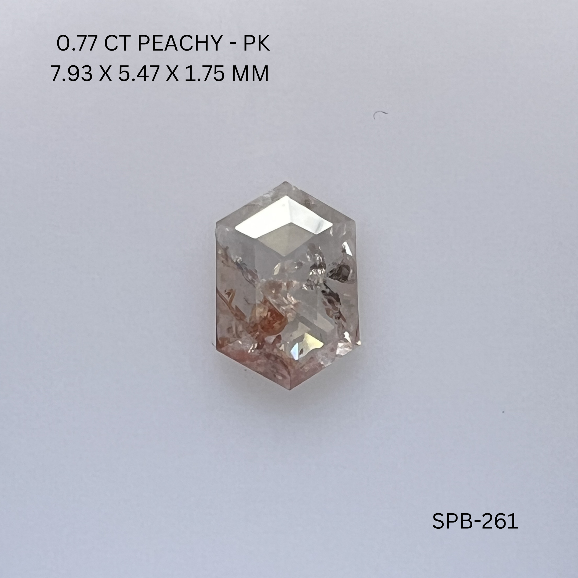 0.77CT Peachy Hexagonal Natural Salt and Pepper Diamond 7.93*5.47*1.75MM