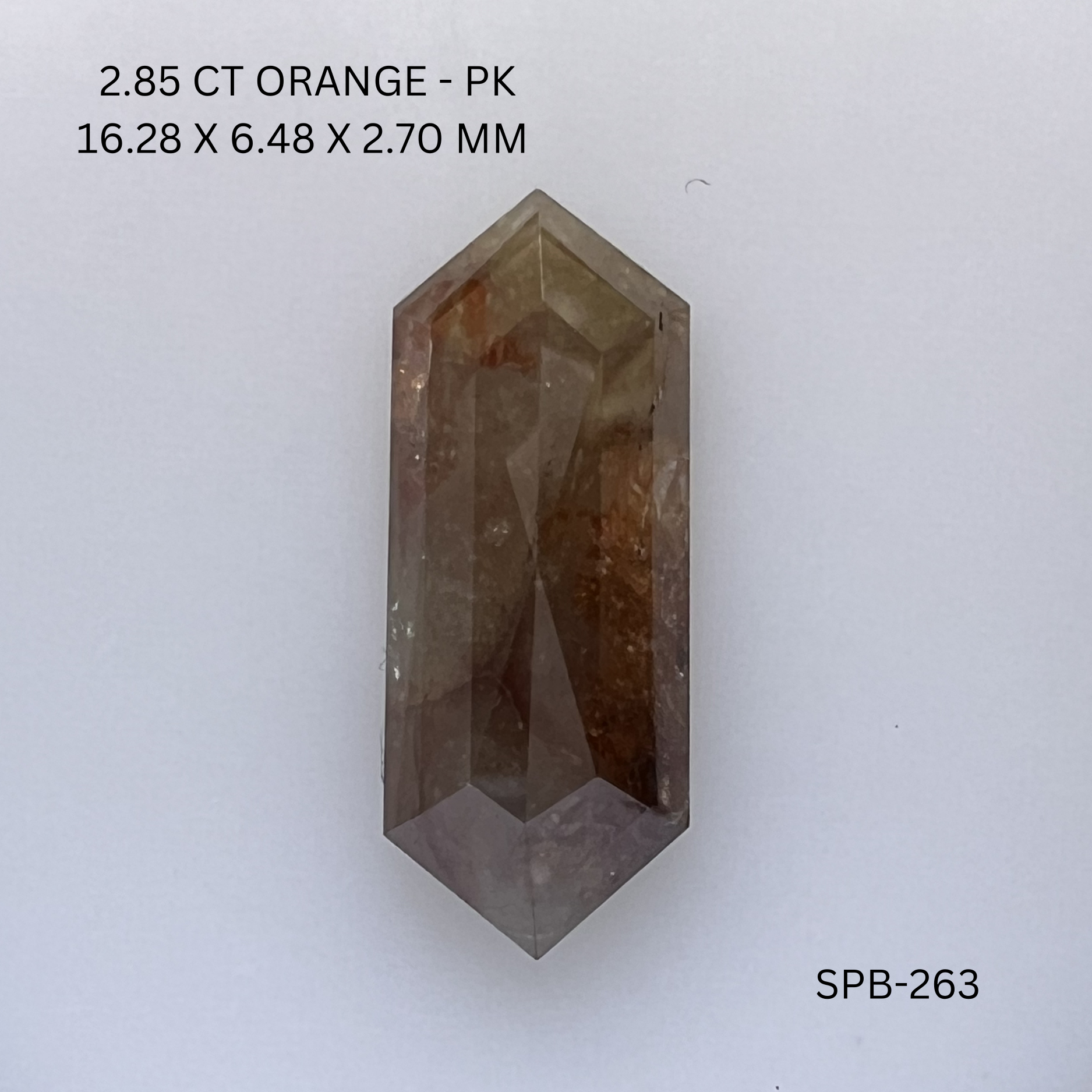 2.85CT Orange Hexagonal Natural Salt and Pepper Diamond 16.28*6.48*2.7MM