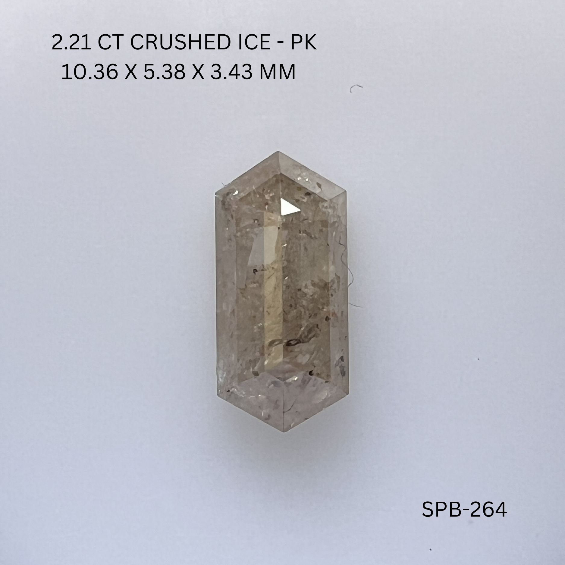 2.21CT Crushed Ice Hexagonal Natural Salt and Pepper Diamond 10.36*5.38*3.43MM