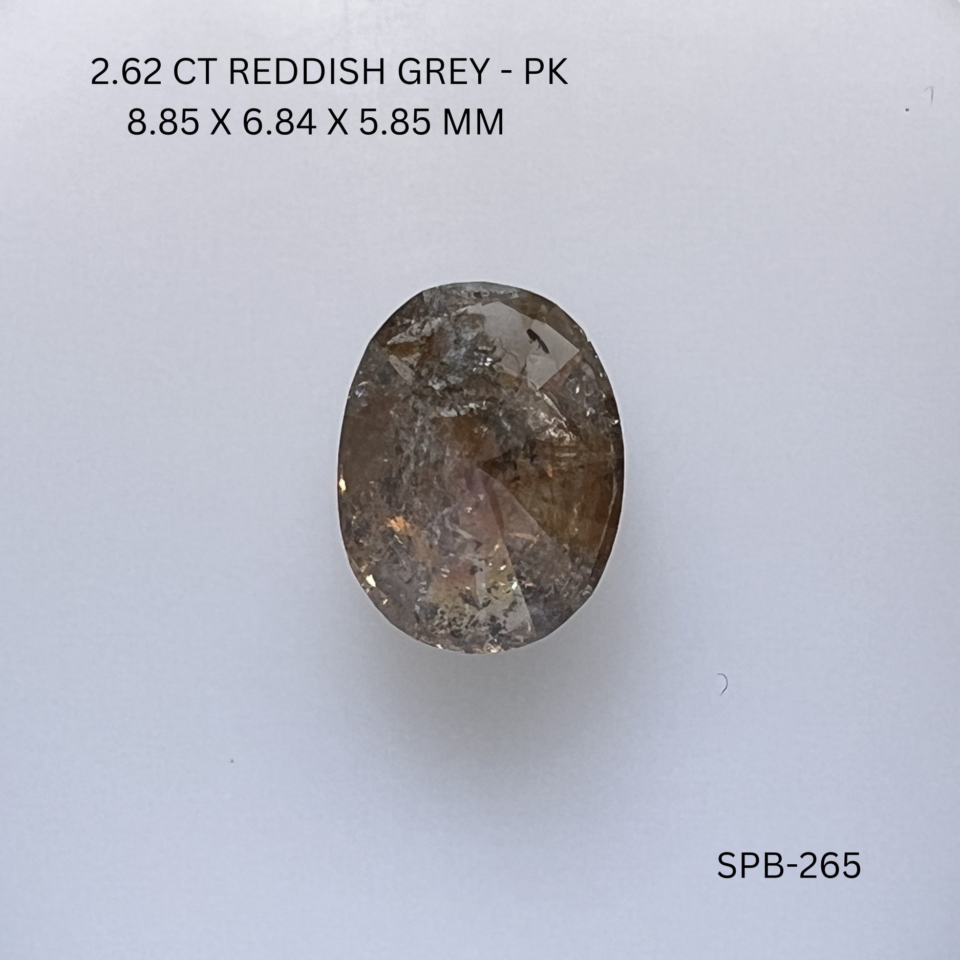 2.62CT Reddish Grey Oval Natural Salt and Pepper Diamond 8.85*6.84*5.85MM