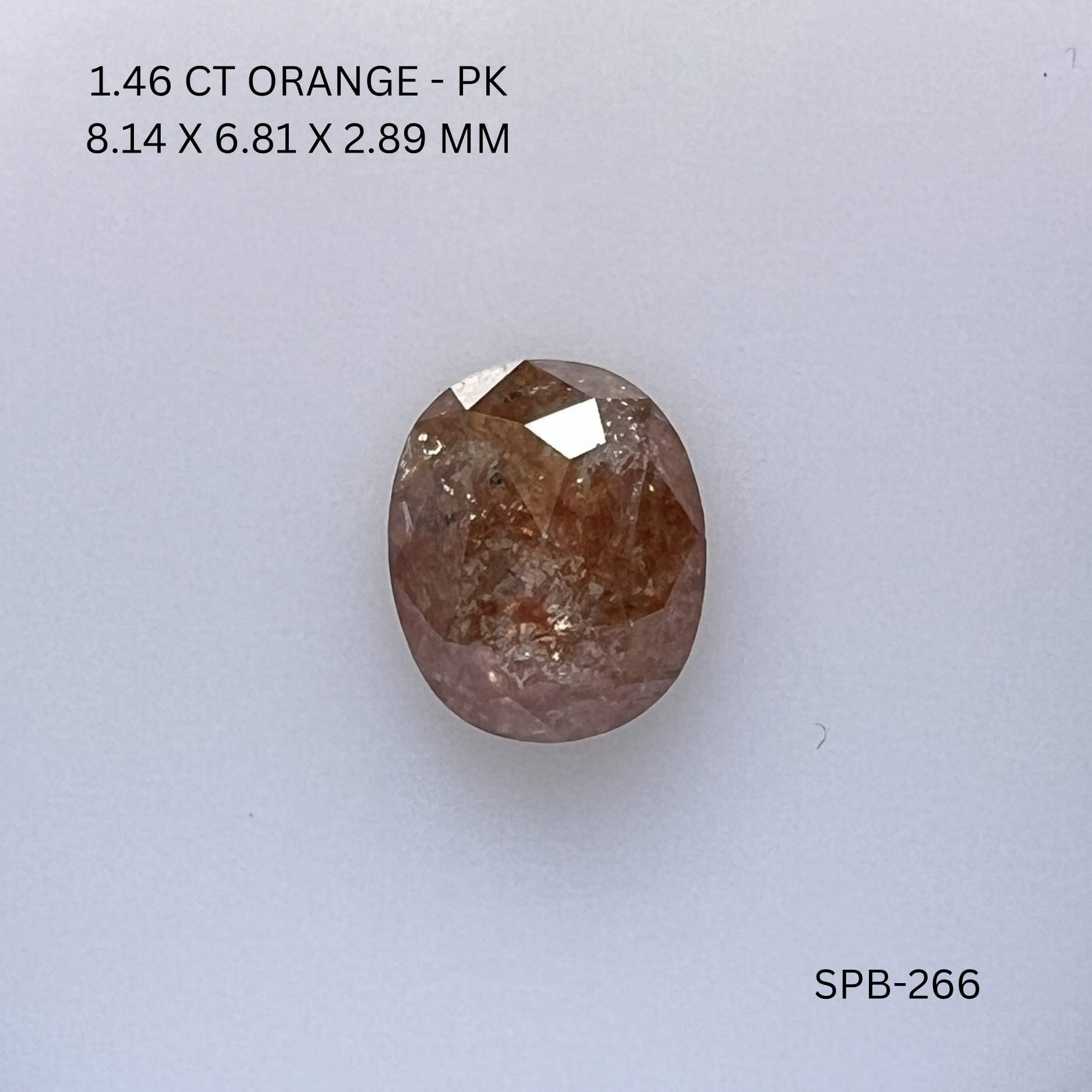 1.46CT Orange Oval Natural Salt and Pepper Diamond 8.14*6.81*2.89MM